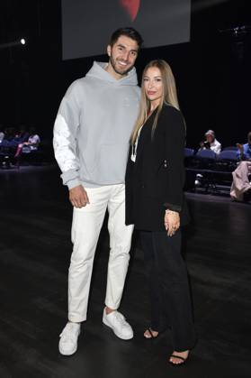 Dennis Gries and Katja Geretschuchin at the Rebekka Ruetz Fashion Show Black Sun at Berlin Fashion Week S S 2025 in the Uber Eats Music Hall Berlin, 03 07 2024 Foto:xN.xKubelkax xFuturexImagex ruetz_4612