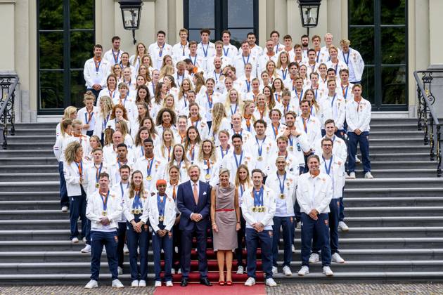 The Hague, The Netherlands, 2024 08 13 15 24 24 THE HAGUE, 13 08 2024, Huis ten Bosch PalaceKing Willem Alexander and Queen Maxima receive the Dutch medal winners of the 2024 Summer Olympics in Paris at Huis ten Bosch PalacePHOTO NLImage Patrick van EmstIn the pho Copyright: xx x