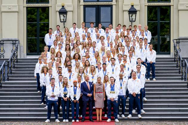 The Hague, The Netherlands, 2024 08 13 15 24 47 THE HAGUE, 13 08 2024, Huis ten Bosch PalaceKing Willem Alexander and Queen Maxima receive the Dutch medal winners of the 2024 Summer Olympics in Paris at Huis ten Bosch PalacePHOTO NLImage Patrick van EmstIn the pho Copyright: xx x