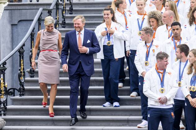 The Hague, The Netherlands, 2024 08 13 15 26 02 THE HAGUE, 13 08 2024, Huis ten Bosch PalaceKing Willem Alexander and Queen Maxima receive the Dutch medal winners of the 2024 Summer Olympics in Paris at Huis ten Bosch PalacePHOTO NLImage Patrick van Emst Credit NLImage Patrick van Emst Copyright: xx x