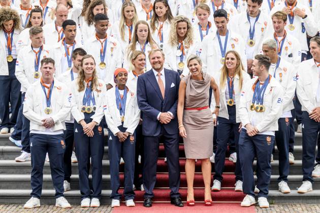 The Hague, The Netherlands, 2024 08 13 15 26 16 THE HAGUE, 13 08 2024, Huis ten Bosch PalaceKing Willem Alexander and Queen Maxima receive the Dutch medal winners of the 2024 Summer Olympics in Paris at Huis ten Bosch PalacePHOTO NLImage Patrick van EmstIn the pho Copyright: xx x