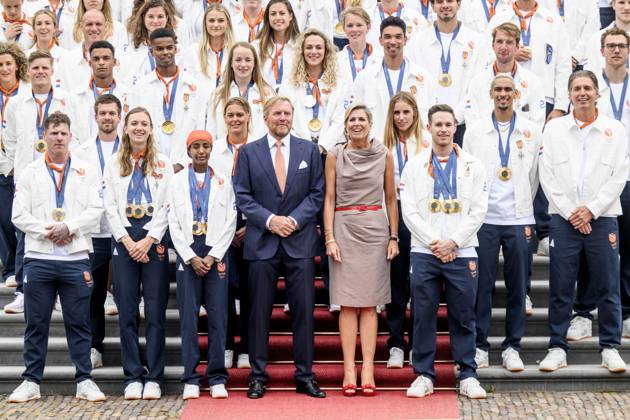 The Hague, The Netherlands, 2024 08 13 15 26 33 THE HAGUE, 13 08 2024, Huis ten Bosch PalaceKing Willem Alexander and Queen Maxima receive the Dutch medal winners of the 2024 Summer Olympics in Paris at Huis ten Bosch PalacePHOTO NLImage Patrick van EmstIn the pho Copyright: xx x