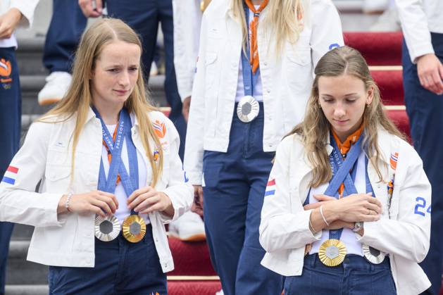 The Hague, The Netherlands, 2024 08 13 15 22 16 THE HAGUE, 13 08 2024, Huis ten Bosch PalaceKing Willem Alexander and Queen Maxima receive the Dutch medal winners of the 2024 Summer Olympics in Paris at Huis ten Bosch PalacePHOTO NLImage Patrick van EmstIn the photo Femke Bol and Cathelijn Peeters Credit NL Image Patrick van Emst Copyright: xx x