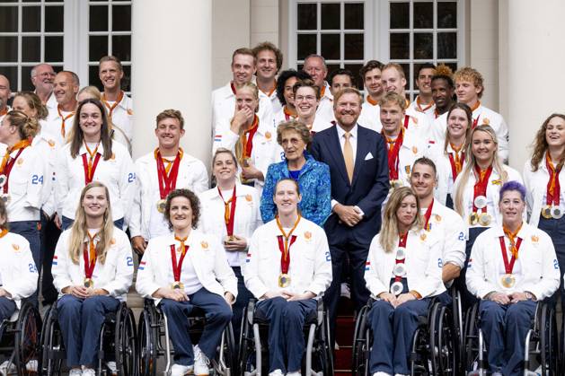 Den Haag, The Netherlands, 2024-09-10 15:44:53 THE HAGUE, 10-09-2024, Noordeinde Palace King Willem Alexander and Princess Margriet of the Netherlands will receive the Dutch medal winners of the 2024 Summer Paralympic Games in Paris at Noordeinde Palace in The Hague on Tuesday afternoon, September 10. PHOTO: NLBeeld Patrick van Emst Credit: NL Beeld Patrick van Emst  Copyright: xx x