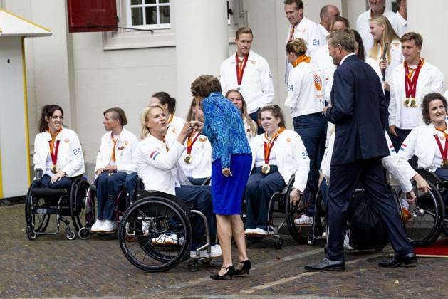 Den Haag, The Netherlands, 2024-09-10 15:46:46 THE HAGUE, 10-09-2024, Noordeinde Palace King Willem Alexander and Princess Margriet of the Netherlands will receive the Dutch medal winners of the 2024 Summer Paralympic Games in Paris at Noordeinde Palace in The Hague on Tuesday afternoon, September 10. PHOTO: NLBeeld Patrick van Emst Credit: NL Beeld Patrick van Emst  Copyright: xx x