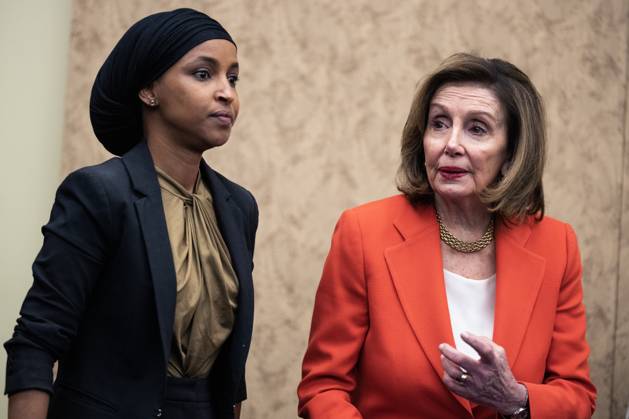 Disciplinary Presser UNITED STATES - SEPTEMBER 19: Rep. Nancy Pelosi, D-Calif., right, and Ilhan Omar, D-Minn., attend a news conference in the Capitol Visitor Center on the disparate impact of school disciplinary policies and practices on Black and brown girls in K-12 public schools,? on Thursday, September 19, 2024. (Tom Williams CQ Roll Call) Washington DC United States EDITORIAL USE ONLY Copyright: x2024xCQ-RollxCall,xInc.x TomxWilliamsx rollcallpix161081