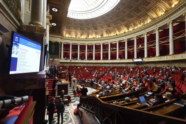 Paris, France le 28 octobre 2024 - Examen en seance publique du Budget de la Securite sociale pour 2025, le PLFSS - Public session examination of the Social Security Budget for 2025, the PLFSS Ici Genevieve Darrieussecq, ministre de la sante et de l acces aux soins, Paul Christophe, ministre des solidarites, de l autonomie et de l egalite entre les femmes et les hommes, Astrid Panosyan-Bouvet, ministre du travail et de l emploi, et Laurent Saint-Martin, ministre delegue charge du budget et des comptes publics et Frederic Valletoux Copyright: xSebastienxTOUBONx
