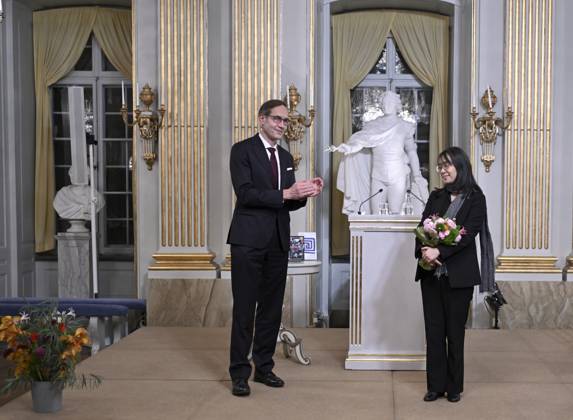 STOCKHOLM, SWEDEN 20241207 Mats Malm, Permanent President of the Swedish Academy, and Nobel Laureate in Literature Han Kang after this years Nobel Prize Lecture in Literature at the Swedish Academy on Saturday STOCKHOLM SWEDEN x10050x  Copyright: xPontusxLundahl TTx NOBELFÖRELÄSNING LITTERATUR 2024 MMPbr1bwheA