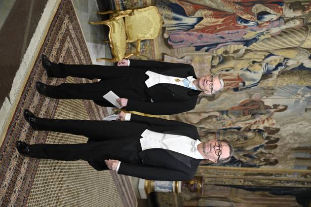 STOCKHOLM, SWEDEN 20241211 Members of the Swedish Academy Anders Olsson and Steve Sem Sandberg arrive at the Kings dinner for the Nobel Laureates at the Royal Palace of Stockholm STOCKHOLM SWEDEN x10060x Copyright: xHenrikxMontgomery TTx NOBEL 2024 KUNGAMIDDAG