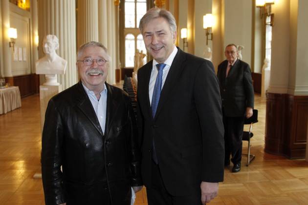 Reception and Lunch to 75 Birthday from Wolf Biermann, Honorary citizen from Berlin, at Red Town hall, Hall of Columns, with Wolf Biermann and Klaus Wowereit, Berlin Germany, Germany