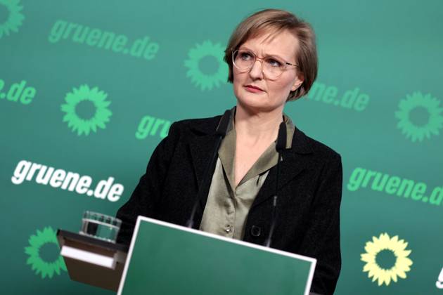 Franziska Brandner, co-chair of Buendnis 90 Die Gruenen, press conference after the committee meetings and the Gelbhaar case, DEU, Berlin, 20 01 2025