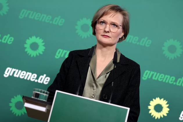 Franziska Brandner, co-chair of Buendnis 90 Die Gruenen, press conference after the committee meetings and the Gelbhaar case, DEU, Berlin, 20 01 2025