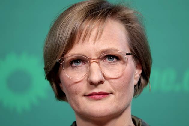 Franziska Brandner, co-chair of Buendnis 90 Die Gruenen, press conference after the committee meetings and the Gelbhaar case, DEU, Berlin, 20 01 2025