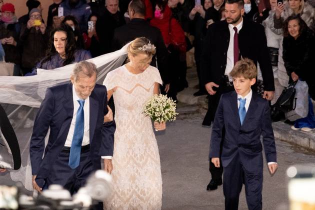 Prince Nikolaos Of Greece And Chryssi Vardinogianni Wedding In Athens Chryssi Vardinogianni and her father Giorgos Vardinogianni arrive for her wedding with Prince Nikolaos of Greece at the Church of St. Nicholas Ragkavas in the Plaka district in Athens, Greece, on February 7, 2025. Athens Greece  Copyright: xNikolasxKokovlisx originalFilename: kokovlis-notitle250207_npBpF.jpg