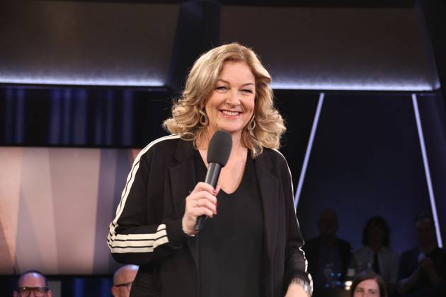 Bettina Tietjen hosts the NDR Talk Show, photo session on 7 3 2025 before the broadcast on the 3 program of NDR television, Hamburg Lokstedt television studio