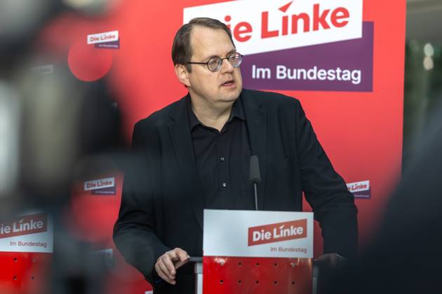 Statement Die Linke Sören Pellmann at a statement Die Linke on 17 03 25 in Berlin Berlin Germany Paul Löbe Haus