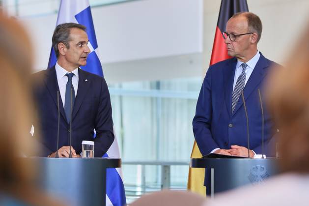 Berlin, Germany, 13 05 2025 Federal Chancellery Reception of the Greek Prime Minister by the German Chancellor Kyriakos Mitsotakis and Federal Chancellor Friedrich Merz CDU Copyright: xdtsxNachrichtenagenturx dts_66715
