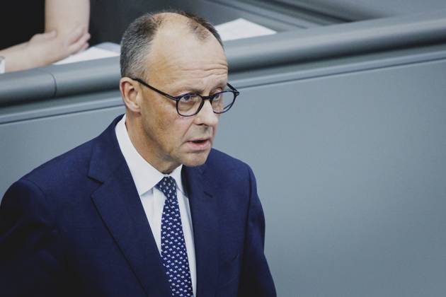 Friedrich Merz CDU , Federal Chancellor, taken during the first government declaration in the German Bundestag as Federal Chancellor in Berlin, 14 05 2025 Berlin Germany Copyright: xFlorianxGaertnerx