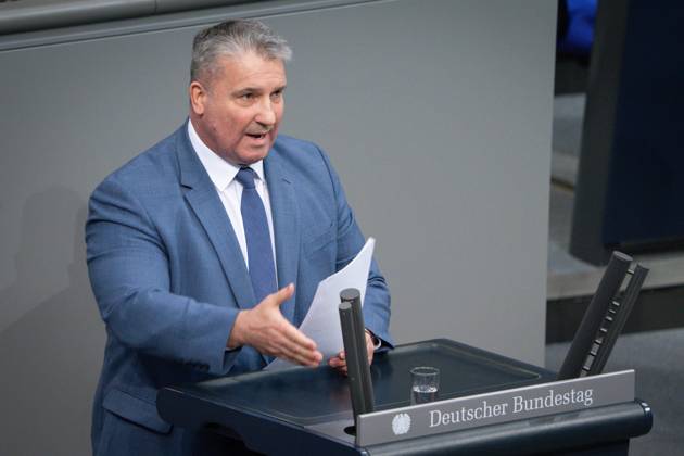 German Bundestag, 5th plenary session Martin Hess AfD in portrait during his speech on the agenda item Home Affairs at the 5th session of the German Bundestag in Berlin, 16 05 2025 Berlin Berlin Germany