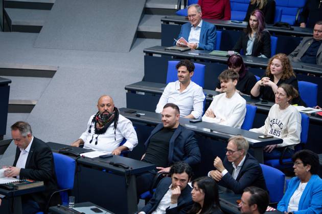 German Bundestag, 7 plenary session parliamentary group Die Linke in the plenary during the debate on the reform of immigration policy at the 7 session of the German Bundestag in Berlin, 22 05 2025 Berlin Berlin Germany