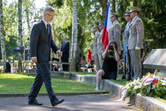 Czech Senate President Milos Vystrcil took part in commemorative act on the 83rd anniversary of the extermination of the Lezaky settlement, at the Lezaky Memorial, Miretice, Chrudim district, Pardubice Region, June 22, 2025. (CTKxPhoto JosefxVostarek) CTKPhotoP2025062202645  CTKPhotoP2025062202645