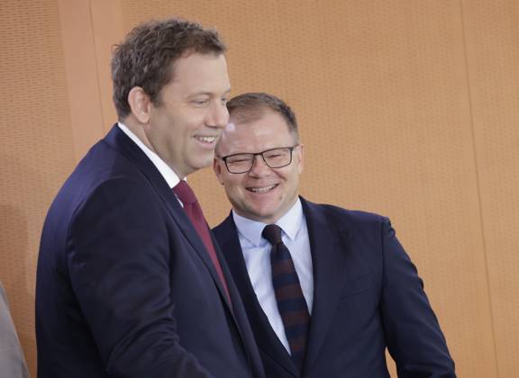 Lars Klingbeil, Federal Minister of Finance , Carsten Schneider, Federal Minister for the Environment, Climate Protection, Nature Conservation and Nuclear Safety, Germany, Berlin, Federal Chancellery, At its 12th meeting on July 30, 2025, the Federal Cabinet will discuss, among other things, the draft bill on the adop