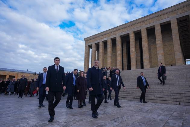 Turkish Foreign Minister Hakan Fidan ANKARA, TURKIYE - DECEMBER 9: Turkish Foreign Minister Hakan Fidan visits Anitkabir, the mausoleum of Turkish Republic s Founder Mustafa Kemal Ataturk, with Turkish ambassadors before the official opening ceremony of the 15th Ambassadors Conference in the capital Ankara, Turkiye on December 9, 2024. Ankara Turkey. Editorial use only. Please get in touch for any other usage. Copyright: x2025xAnadoluxMustafaxÇiftcix