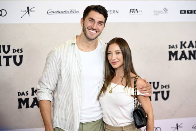 Dennis Gries and Katja Geretschuchin at the world premiere of the movie Das Kanu des Manitu at Mathäser Filmpalast Munich, 12 08 2025 Foto:xR.xHeinex xFuturexImagex manitu_5886