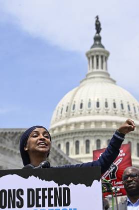US lawmakers back free speech on college campuses WASHINGTON DC, UNITED STATES - MAY 23: University union representatives held a press conference in front of Congress to advocate for the protection of free speech on campuses in Washington DC, United States on May 23, 2024. United States Representative Ilhan Omar speaks during the press conference. District of Columbia United States. Editorial use only. Please get in touch for any other usage.  Copyright: x2025xAnadoluxCelalxGüneÅüx