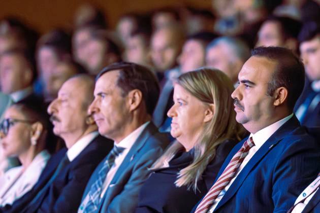 74th International Astronautical Congress kicks off in Azerbaijan BAKU, AZERBAIJAN - OCTOBER 02: Turkish Minister of Industry and Technology Mehmet Fatih Kacir (R) talks to Azerbaijani President Ilham Aliyev (L) as they attend the opening ceremony of 74th International Astronautical Congress - IAC in Baku, Azerbaijan on October 02, 2023. Baki Azerbaijan. Editorial use only. Please get in touch for any other usage. Copyright: x2025xAnadoluxMuhammedxAbdullahxKurtarx