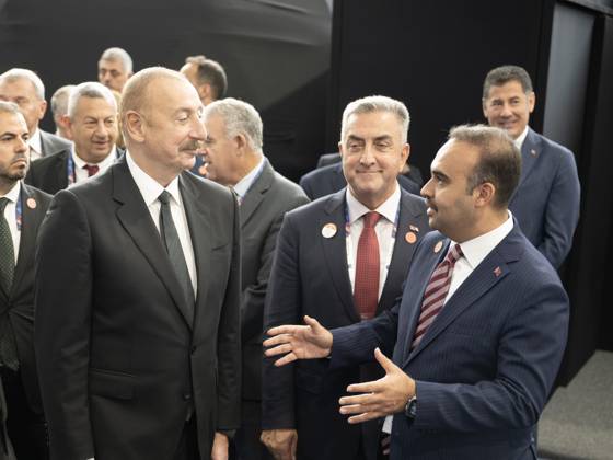 74th International Astronautical Congress kicks off in Azerbaijan BAKU, AZERBAIJAN - OCTOBER 02: Turkish Minister of Industry and Technology Mehmet Fatih Kacir (R) talks to Azerbaijani President Ilham Aliyev (L) as they attend the opening ceremony of 74th International Astronautical Congress - IAC in Baku, Azerbaijan on October 02, 2023. Baki Azerbaijan. Editorial use only. Please get in touch for any other usage. Copyright: x2025xAnadoluxMuhammedxAbdullahxKurtarx