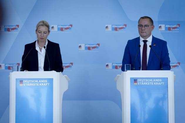 AfD, Alice Weidel, Tino Chrupalla Bundestag, Bundestag parliamentary group, AfD, press statement, chairperson, federal spokesperson, Alice Weidel, chairperson, federal spokesperson, Tino Chrupalla Berlin Berlin GER