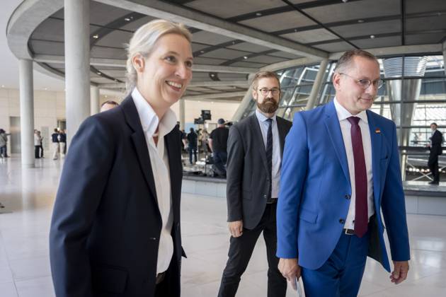 AfD, Alice Weidel, Tino Chrupalla Bundestag, Bundestag parliamentary group, AfD, press statement, chairperson, federal spokesperson, Alice Weidel, chairperson, federal spokesperson, Tino Chrupalla Berlin Berlin GER