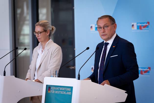 AfD, Alice Weidel, Tino Chrupalla Bundestag, Bundestag parliamentary group, AfD, press statement, chairperson, federal spokesperson, Alice Weidel, chairperson, federal spokesperson, Tino Chrupalla Berlin Berlin GER