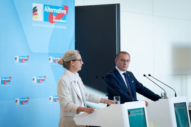 AfD, Alice Weidel, Tino Chrupalla Bundestag, Bundestag parliamentary group, AfD, press statement, chairperson, federal spokesperson, Alice Weidel, chairperson, federal spokesperson, Tino Chrupalla Berlin Berlin GER
