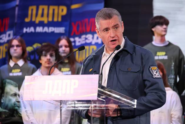 RUSSIA, MOSCOW - OCTOBER 2, 2025: Chairman Leonid Slutsky addresses the 37th Congress of the Russian Liberal Democratic Party (LDPR) at the Skolkovo Innovation Centre Moscow Russia - ZUMAt113 20251002_zaa_t113_114 Copyright: xYevgenyxMessmanx