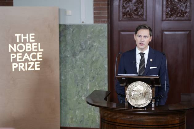 Nobel Peace Prize 2025 Oslo 20251010 The Chairman of the Nobel Committee, Jorgen Watne Frydnes, announces that Maria Corina Machado is the winner of the Nobel Peace Prize for 2025 The announcement will take place at the Nobel Institute in Oslo on Friday Photo Rodrigo Freitas NTB Oslo Norway 92kbPh2uSZs EDITORIAL USE ONLY Ref POL92kbPh2uSZs jpg  Copyright: xRodrigoxFreitasx xNTBx