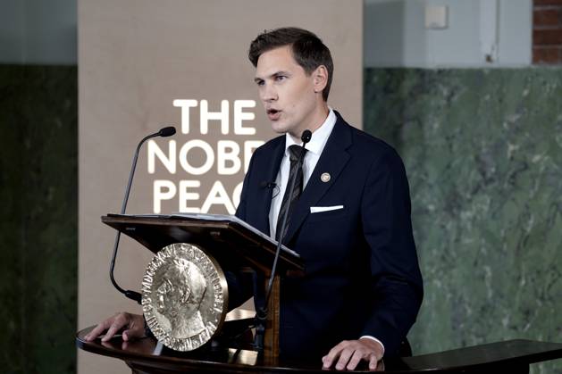 Nobel Peace Prize 2025 Oslo 20251010 The Chairman of the Nobel Committee, Jorgen Watne Frydnes, announces that X is the winner of the Nobel Peace Prize for 2025 The announcement will take place at the Nobel Institute in Oslo on Friday Photo Jonas Faeste Laksekjon NTB Oslo Norway 9anIRqZ57LE EDITORIAL USE ONLY Ref POL9anIRqZ57LE jpg  Copyright: xJonasxFaestexLaksekjonx xNTBx