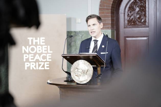 Nobel Peace Prize 2025 Oslo 20251010 The Chairman of the Nobel Committee, Jorgen Watne Frydnes, announces that X is the winner of the Nobel Peace Prize for 2025 The announcement will take place at the Nobel Institute in Oslo on Friday Photo Jonas Faeste Laksekjon NTB Oslo Norway CG NieAfMEk EDITORIAL USE ONLY Ref POLCG NieAfMEk jpg  Copyright: xJonasxFaestexLaksekjonx xNTBx