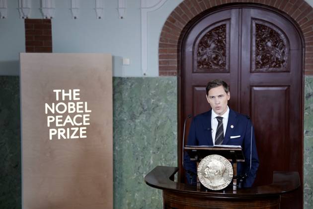 Nobel Peace Prize 2025 Oslo 20251010 The Chairman of the Nobel Committee, Jorgen Watne Frydnes, announces that Venezuelas opposition leader Maria Corina Machado is the winner of the Nobel Peace Prize for 2025 The announcement will take place at the Nobel Institute in Oslo on Friday Photo Rodrigo Freitas NTB Oslo Norway Oet9iXCFMmk EDITORIAL USE ONLY Ref POLOet9iXCFMmk jpg  Copyright: xRodrigoxFreitasx xNTBx