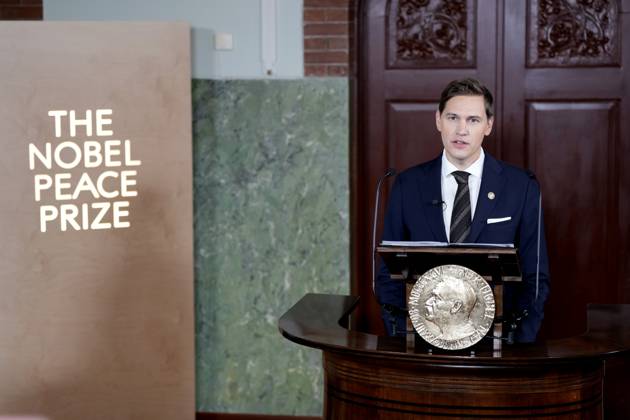 Nobel Peace Prize 2025 Oslo 20251010 The Chairman of the Nobel Committee, Joergen Watne Frydnes, announces that Venezuelan opposition leader Maria Corina Machado is the laureate of the Nobel Peace Prize for 2025 The announcement will take place at the Nobel Institute in Oslo on Friday Photo Rodrigo Freitas NTB Oslo Norway 92kbPh2uSZs EDITORIAL USE ONLY Ref Copyright: xRodrigoxFreitasx xNTBx