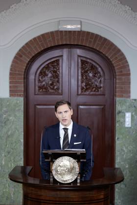 Nobel Peace Prize 2025 Oslo 20251010 The Chairman of the Nobel Committee, Jorgen Watne Frydnes, announces that X is the winner of the Nobel Peace Prize for 2025 The announcement will take place at the Nobel Institute in Oslo on Friday Photo Rodrigo Freitas NTB Oslo Norway sJP4mYX7d o EDITORIAL USE ONLY Ref POLsJP4mYX7d o jpg  Copyright: xRodrigoxFreitasx xNTBx
