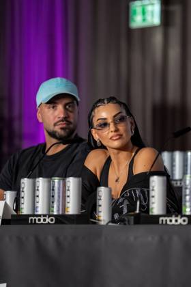 Press conference Fame Fighting 2025 Yasin Cilingir and Jennifer Iglesias at the press conference for Fame Fighting 2025 on 11 10 2025 at the Atlantic Hotel Essen Essen Atlantic Hotel Nordrhein Westfalen