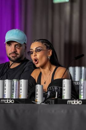Press conference Fame Fighting 2025 Yasin Cilingir and Jennifer Iglesias at the press conference for Fame Fighting 2025 on 11 10 2025 at the Atlantic Hotel Essen Essen Atlantic Hotel Nordrhein Westfalen