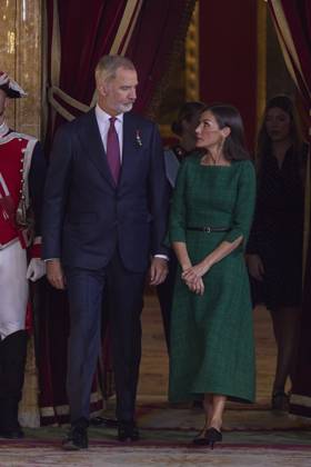October 12, 2025, Madrid, Madrid, Spain: KING FELIPE VI of Spain and QUEEN LETIZIA of Spain CROWN PRINCESS LEONOR of Spain and PRINCESS SOFIA of Spain attend a reception during the National Day at the Royal Palace Madrid Spain - ZUMAc260 20251012_zep_c260_008 Copyright: xMikexChicorrox