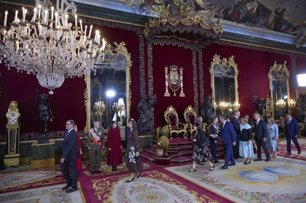 October 12, 2025, Madrid, Madrid, Spain: KING FELIPE VI of Spain and QUEEN LETIZIA of Spain CROWN PRINCESS LEONOR of Spain and PRINCESS SOFIA of Spain attend a reception during the National Day at the Royal Palace Madrid Spain - ZUMAc260 20251012_zep_c260_010 Copyright: xMikexChicorrox