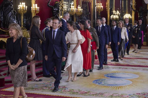 October 12, 2025, Madrid, Madrid, Spain: KING FELIPE VI of Spain and QUEEN LETIZIA of Spain CROWN PRINCESS LEONOR of Spain and PRINCESS SOFIA of Spain attend a reception during the National Day at the Royal Palace Madrid Spain - ZUMAc260 20251012_zep_c260_039 Copyright: xMikexChicorrox