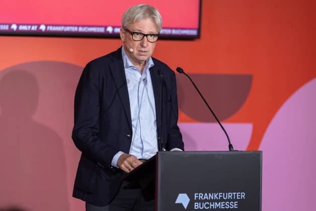Frankfurt Book Fair 2025 Juergen Boos, Director of the Frankfurt Book Fair speaks during the opening press conference for the 77th Frankfurt Book Fair Frankfurt Book Fair 2025 , Frankfurt am Main Hessen Germany Exhibition Grounds