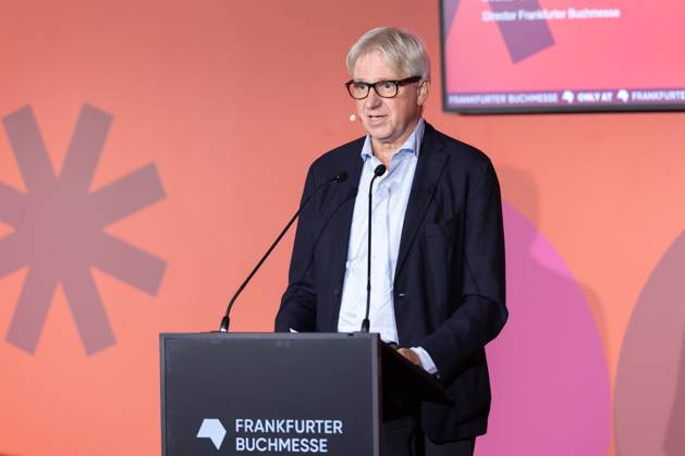 Frankfurt Book Fair 2025 Juergen Boos, Director of the Frankfurt Book Fair speaks during the opening press conference for the 77th Frankfurt Book Fair Frankfurt Book Fair 2025 , Frankfurt am Main Hessen Germany Exhibition Grounds