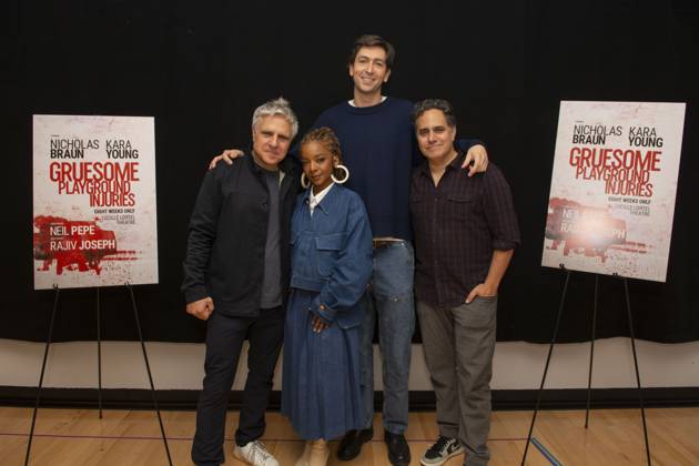 October 14, 2025, New York, New York, USA: The Cast and Creatives of Gruesome Playground Injuries on Broadway pose for photos to promote the opening of their new show at Atlantic Theater Company in New York. 14 October 2025. New York USA - ZUMAa265 20251014_zep_a265_010 Copyright: xEricxAcquayex